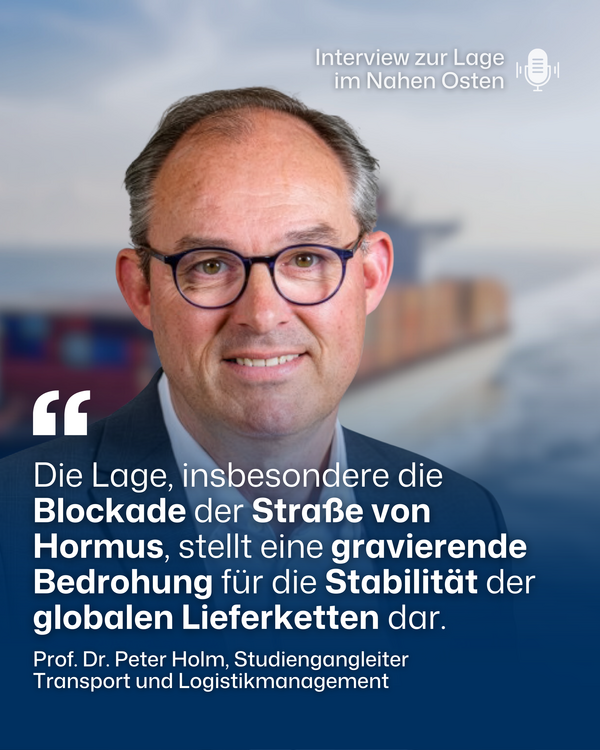 Interview über Lieferketten und die Straße von Hormus Porträt von Prof. Dr. Peter Holm