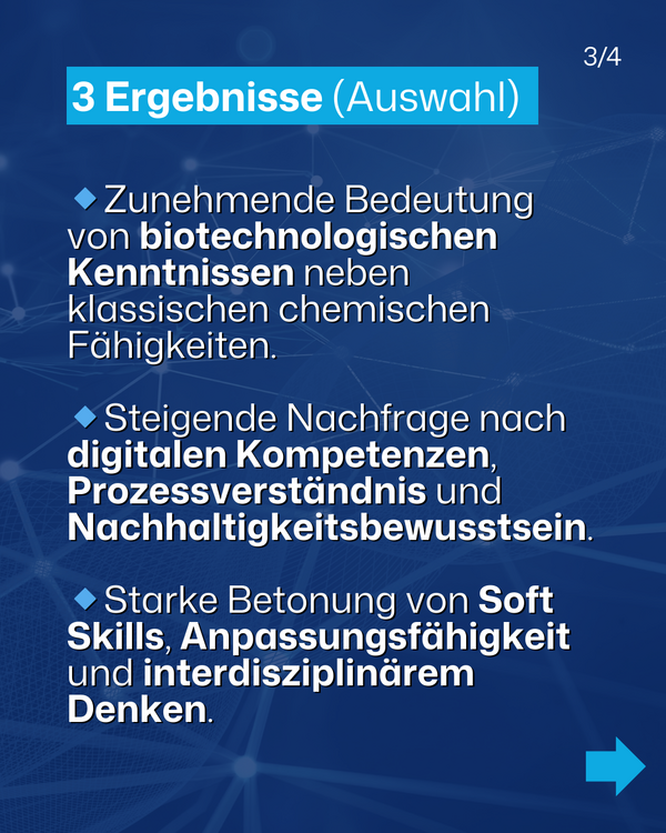 Ergebnisse zu biotechnologischen Kenntnissen und Skills Drei Ergebnisse zur Bedeutung von Kompetenzen